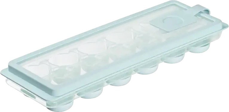 Tava pentru gheață Ardesto AR1104TP Fresh cu capac și valvă de reumplere, 12 secțiuni cilindrice, Plastic și Silicon, compatibilă cu mașina de spălat vase, 270 x 95 x 38 mm