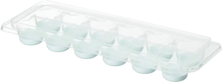 Tava pentru gheață Ardesto AR1104TP Fresh cu capac și valvă de reumplere, 12 secțiuni cilindrice, Plastic și Silicon, compatibilă cu mașina de spălat vase, 270 x 95 x 38 mm