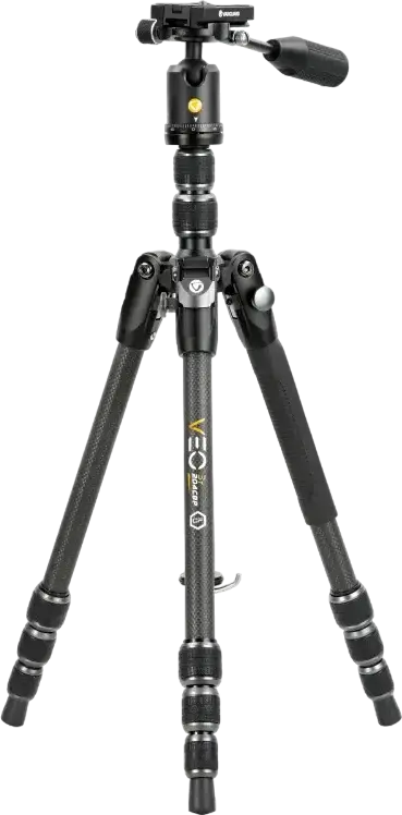 Tripod Monopod de Călătorie 4-în-1 Vanguard VEO 3T 204CBP din Fibra de Carbon, Cap cu Bilă VEO 2 BP-45T, Înălțime Max 140cm, Capacitate 4kg, Negru