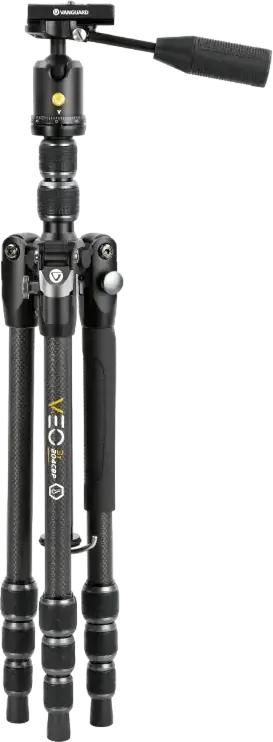 Tripod Monopod de Călătorie 4-în-1 Vanguard VEO 3T 204CBP din Fibra de Carbon, Cap cu Bilă VEO 2 BP-45T, Înălțime Max 140cm, Capacitate 4kg, Negru