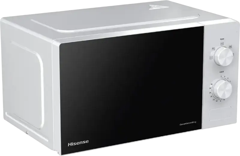 Hisense H20MOWP1 Solo Microwave Oven, 20L Capacity, 700W Power, 5 Power Levels, Defrost Function, Rotary Control, White and Black, 45.5 x 26.1 x 32.6 cm
