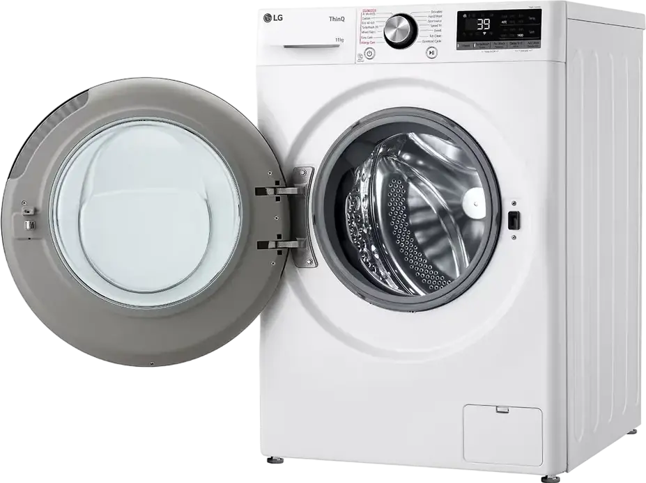 LG F4WR711S2W Front-Load Washing Machine, 11 kg, Inverter Direct Drive, Steam Cleaning, ThinQ, Energy Class A, 1400 rpm, White/Black, 60x85x56.5 cm