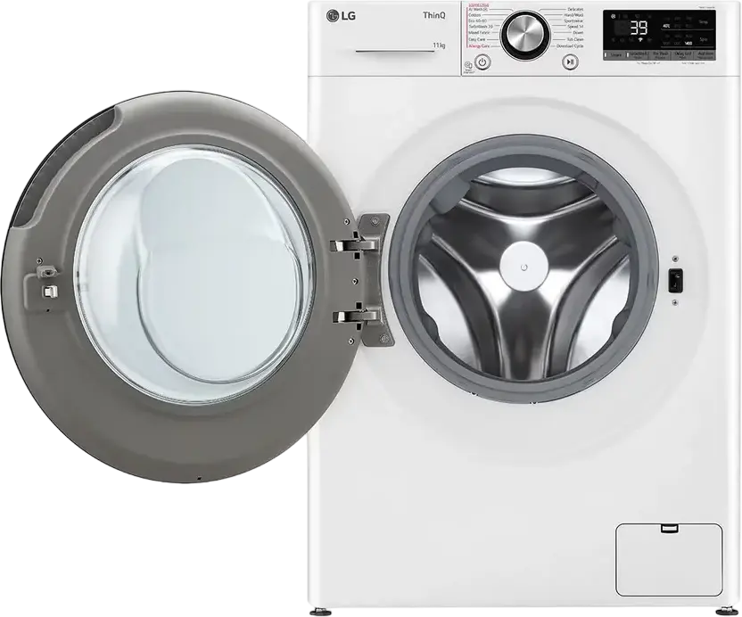 LG F4WR711S2W Front-Load Washing Machine, 11 kg, Inverter Direct Drive, Steam Cleaning, ThinQ, Energy Class A, 1400 rpm, White/Black, 60x85x56.5 cm