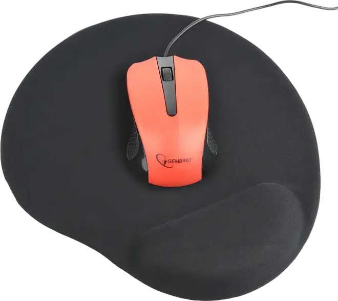 Gembird MP-GEL-GR Ergonomic Mouse Pad with Soft Gel Wrist Support, Textile Surface, Non-Slip Rubber Base, 240x220x4 mm, Black