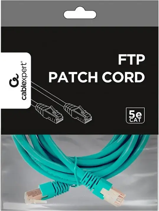 Cablu de retea Cablexpert PP22-2M Cat5e FTP Patch Cord, 2m RJ45, Verde, 100 MHz, Contacte Aurite 50u, Izolatie PVC cu Protectie Moldata