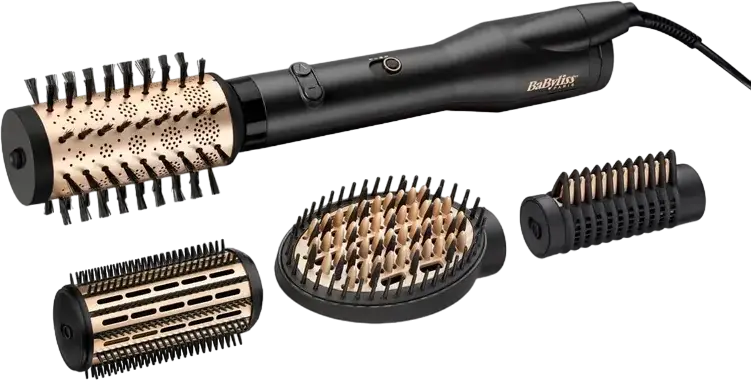 BaByliss Big Hair Luxe AS970E Rotating Hot Air Brush, 650W Ceramic Ionic Styler with 50mm & 38mm Brushes, Smoothing Paddle and Straightening Comb