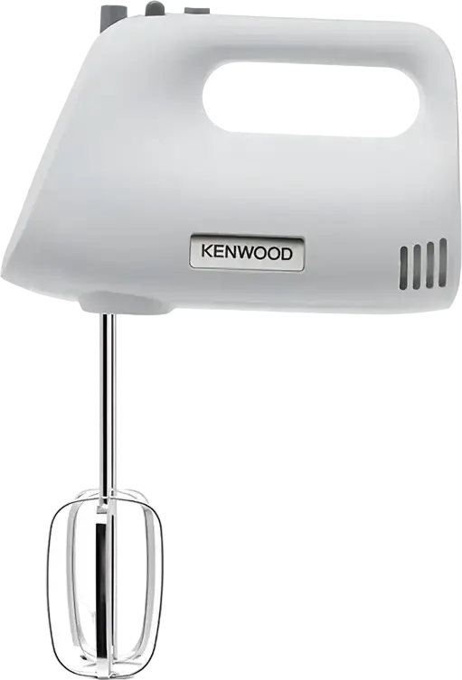 Kenwood HMP30 Hand Mixer, 450W, 5 Speed Settings with Turbo Function, White Plastic Housing, Includes 2 Dough Hooks and 2 Beaters