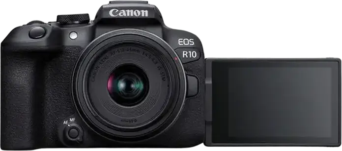 aparat foto Mirrorless Canon EOS R10 cu Obiectiv RF-S 18-45mm IS STM, Senzor APS-C CMOS 24.2MP, Procesor DIGIC X, Video 4K 60fps, Dual Pixel CMOS AF II
