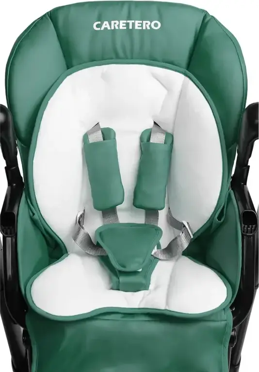 Caretero Indigo 2-in-1 High Chair and Electric Swing, Aluminum Frame, 5-Point Harness, Adjustable Height, Double Tray, Removable Toy Bar, 15kg Max