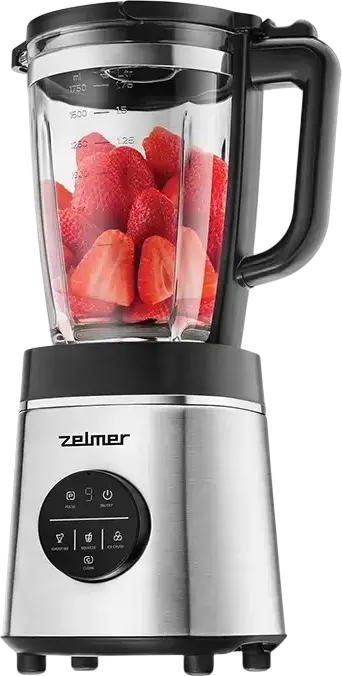 Zelmer ZSB4900 Countertop Blender, 1800W, 1.75L Glass Jar, Stainless Steel, 9 Speed Levels, LED Display, Ice Crush, Smoothie, Silver