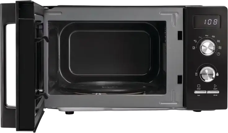 Cuptor cu microunde Gorenje MO20A3BH, Capacitate 20L, Putere 800W, 8 Programe Automate, Defrost prin Greutate, Interior Esmaltat, Culoare: Negru, Usă din Sticlă Temperată