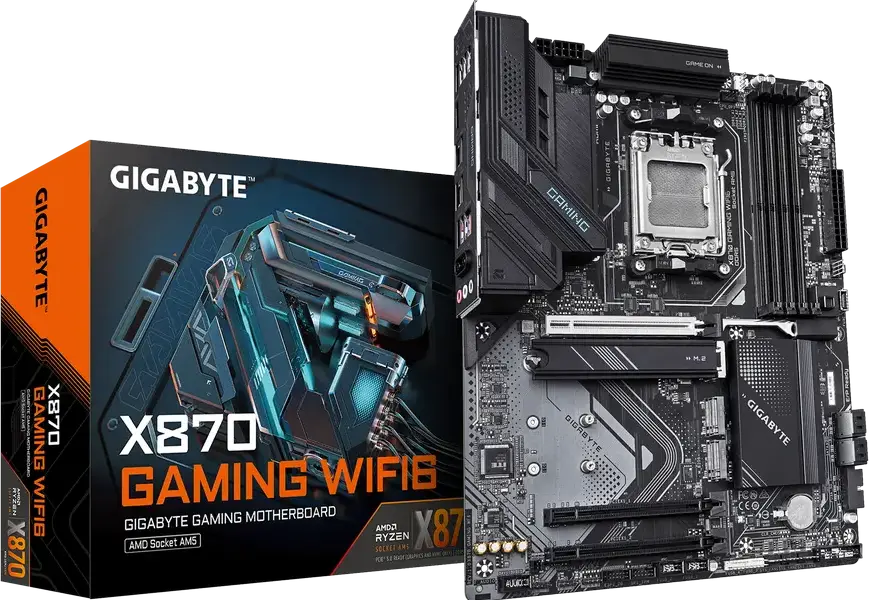 Материнская плата Gigabyte X870 GAMING WIFI6 AM5 AMD X870 ATX DDR5 256ГБ 8000МГц OC PCIe Gen5 M.2 WiFi 6 Bluetooth 5.3 HDMI 2.1 для Ryzen 7000 8000 9000