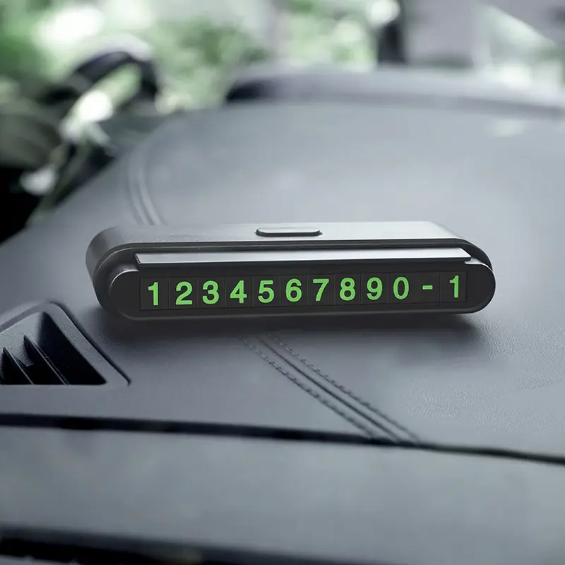 Placă Număr de Telefon Parcare Temporară Hoco CPH19, Design Retractabil pentru Confidențialitate, Plastic Rezistent la Căldură Antireflexie Negru