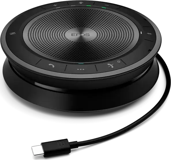 EPOS EXPAND SP 40+ Portable Wireless Bluetooth Speakerphone, 3 Beamforming Microphones, Noise Cancellation, USB-C & Dongle, Up to 18h Talk Time, Black