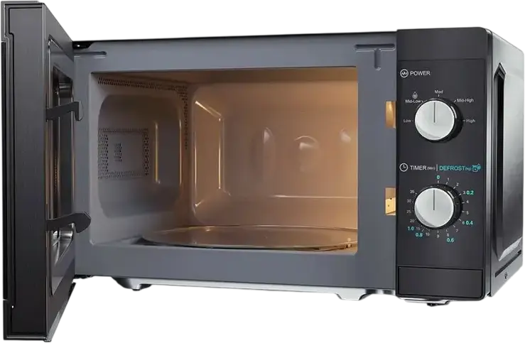 Cuptor cu Microunde Sharp YC-MS01E, Liber, Capacitate 20L, Putere 800W, 5 Nivele de Putere, Interior din Oțel Inoxidabil, Control Mecanic, Negru