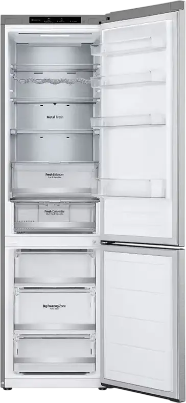 LG GBV7280 Combi Refrigerator Bottom Freezer 419L Energy Class B Silver Door Cooling+ Inverter Linear Compressor Freestanding 203 cm