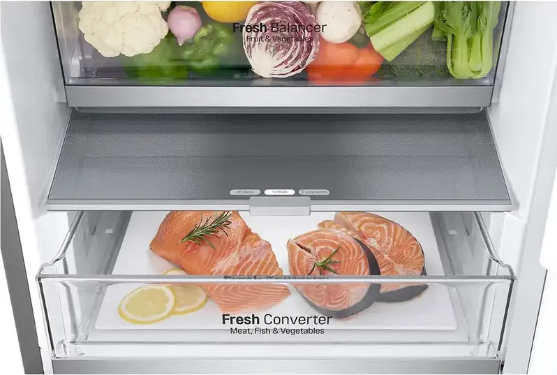 LG GBV7280 Combi Refrigerator Bottom Freezer 419L Energy Class B Silver Door Cooling+ Inverter Linear Compressor Freestanding 203 cm