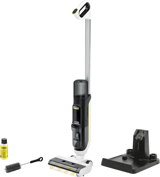 Karcher FCV 3 Aspirator Mop 3-in-1, Periuta Electrica pentru Podele Tare, Baterie Li-ion 21.6V, Filtrare Duo!Pure, Auto-curatare, Alb, 1.056-122.0