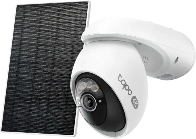 TP-Link Tapo C660 KIT Solar Powered 4K 8MP Pan/Tilt Security Camera, IP65 Weatherproof, Starlight Color Night Vision, AI Detection, Wi-Fi 6, White