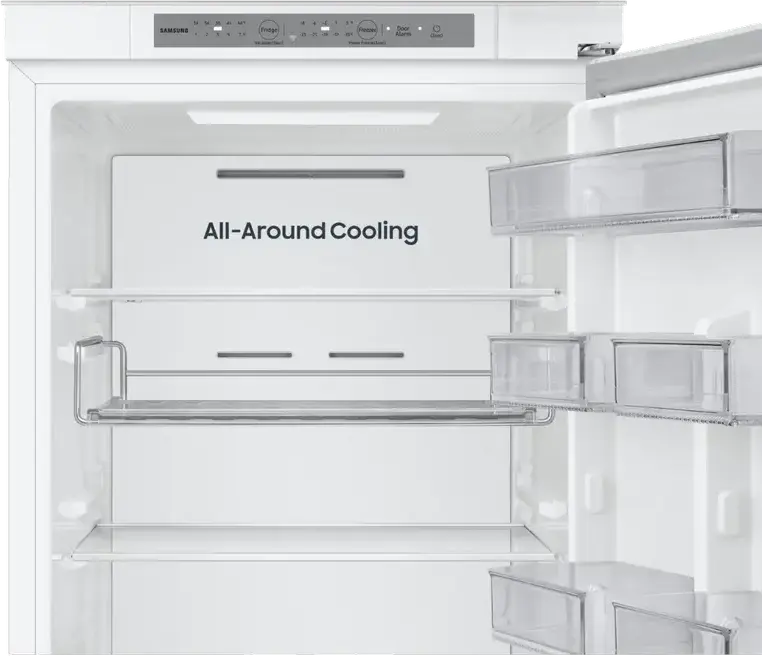 Frigider Încorporabil Samsung BRB70F26CES0EO cu Congelator Jos, No Frost, All-Around Cooling, SmartThings Wi-Fi, 267L, Alb, 177.5x54x55 cm