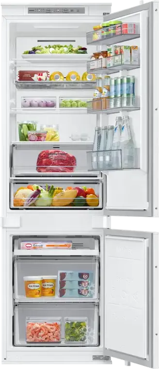 Frigider Încorporabil Samsung BRB70F26CES0EO cu Congelator Jos, No Frost, All-Around Cooling, SmartThings Wi-Fi, 267L, Alb, 177.5x54x55 cm