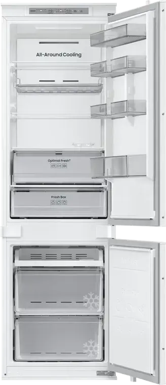 Frigider Încorporabil Samsung BRB70F26CES0EO cu Congelator Jos, No Frost, All-Around Cooling, SmartThings Wi-Fi, 267L, Alb, 177.5x54x55 cm