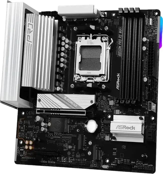 Материнская плата ASRock B850M PRO RS WIFI Micro-ATX для AMD Ryzen серий 9000 8000 7000, Socket AM5, DDR5 8000+ МГц, PCIe 5.0, WiFi 6E, 2.5G LAN, B850