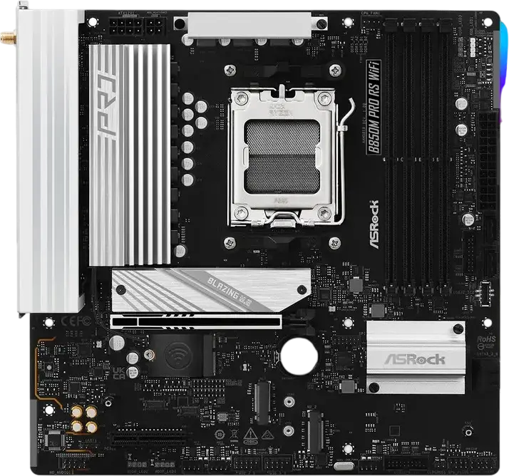 Материнская плата ASRock B850M PRO RS WIFI Micro-ATX для AMD Ryzen серий 9000 8000 7000, Socket AM5, DDR5 8000+ МГц, PCIe 5.0, WiFi 6E, 2.5G LAN, B850