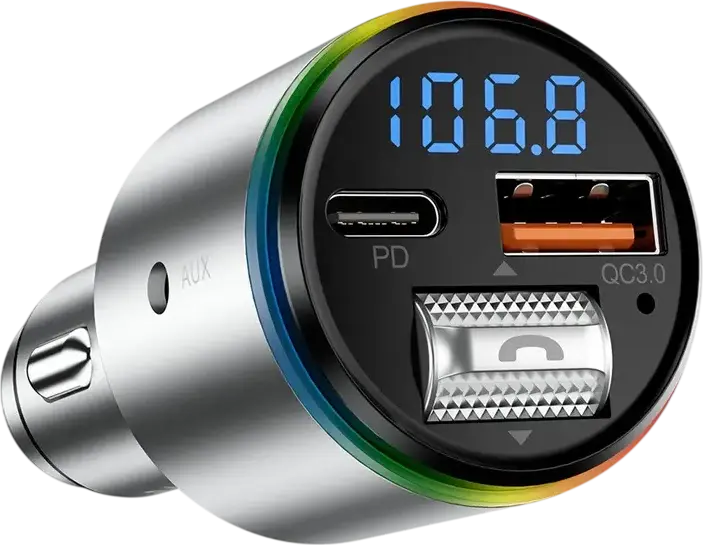 Transmitător FM Proove Power Drive Bluetooth 5.3 Modulator Auto, Încărcare Rapidă 30W USB-C și USB-A, Carcasă Metalică, Ecran TFT LCD Color, Hands-Free