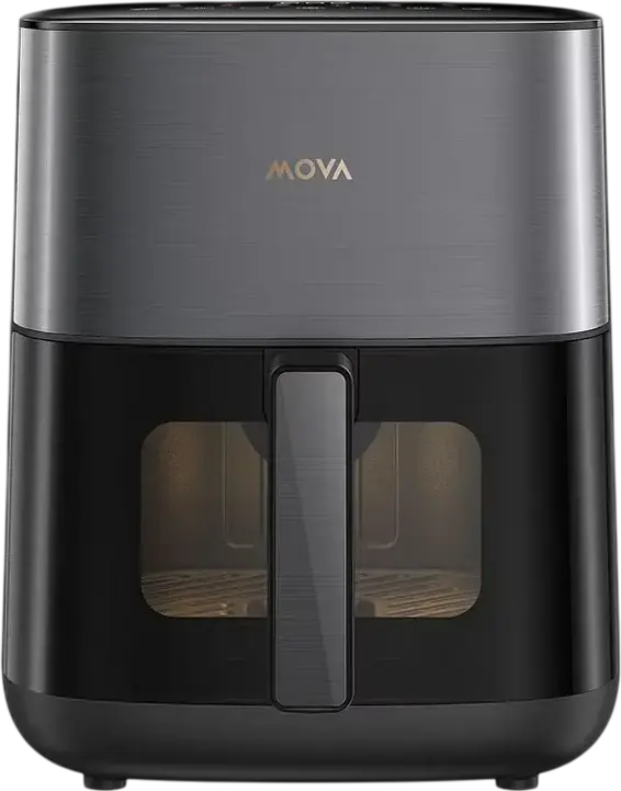 Mova FD10S Pro Air Fryer Multicooker, 6L Ceramic Bowl, 2000W, 12 Programs, 40-230°C, Viewing Window, Black, with Removable Basket and Grill Rack