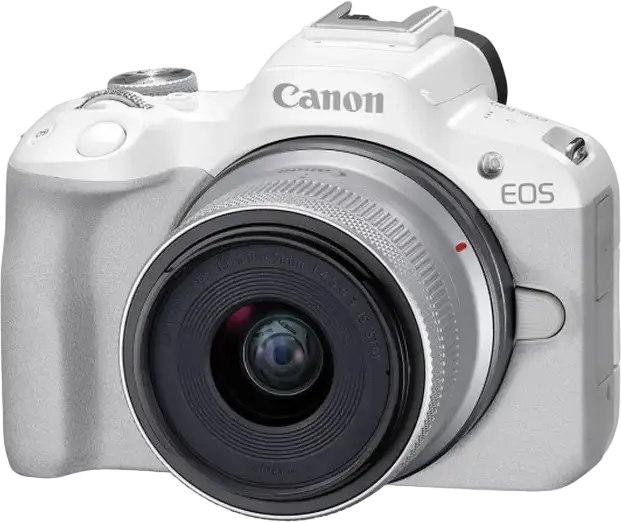 Беззеркальный фотоаппарат Canon EOS R50 с объективом RF-S 18-45mm IS STM, сенсор APS-C CMOS 24.2 Мп, процессор DIGIC X, видео 4K, Dual Pixel CMOS AF II, Белый
