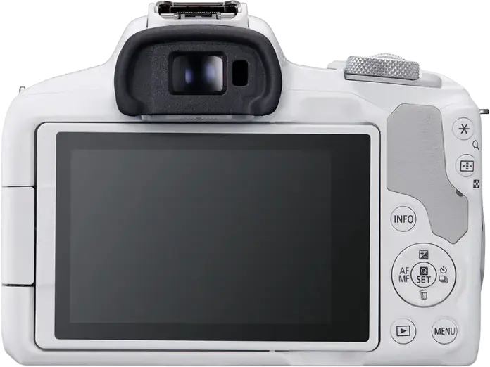 Беззеркальный фотоаппарат Canon EOS R50 с объективом RF-S 18-45mm IS STM, сенсор APS-C CMOS 24.2 Мп, процессор DIGIC X, видео 4K, Dual Pixel CMOS AF II, Белый