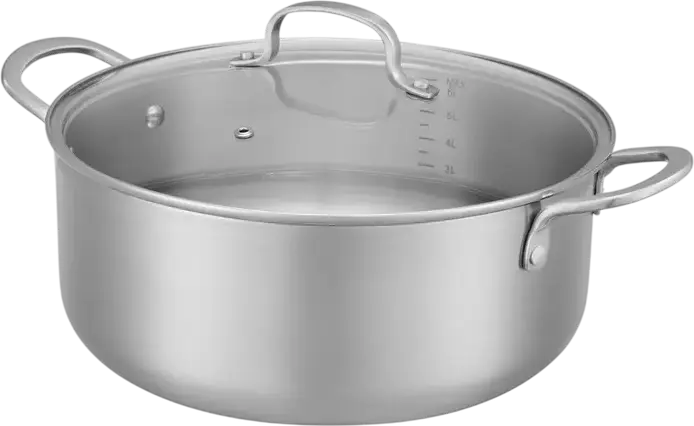 RESTO Corvus 95027 Tri-Ply Stainless Steel Casserole with Glass Lid, 7.3L, 28cm Diameter, Induction Compatible, BPA-Free, Dishwasher Safe