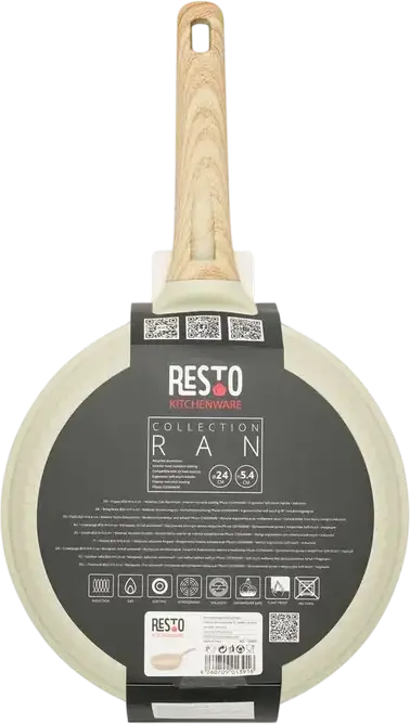 RESTO 93809 RAN Frying Pan, 24 cm, Recycled Die-Cast Aluminum, Pfluon Cookmark Non-Stick Coating, Induction Bottom, Ergonomic Soft-Touch Handle, Beige