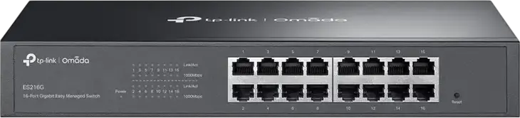TP-Link ES216G Omada Easy Managed Switch, 16-Port Gigabit 10/100/1000 Mbps RJ45, Cloud Management, VLAN, QoS, Fanless Metal Case, Rackmountable