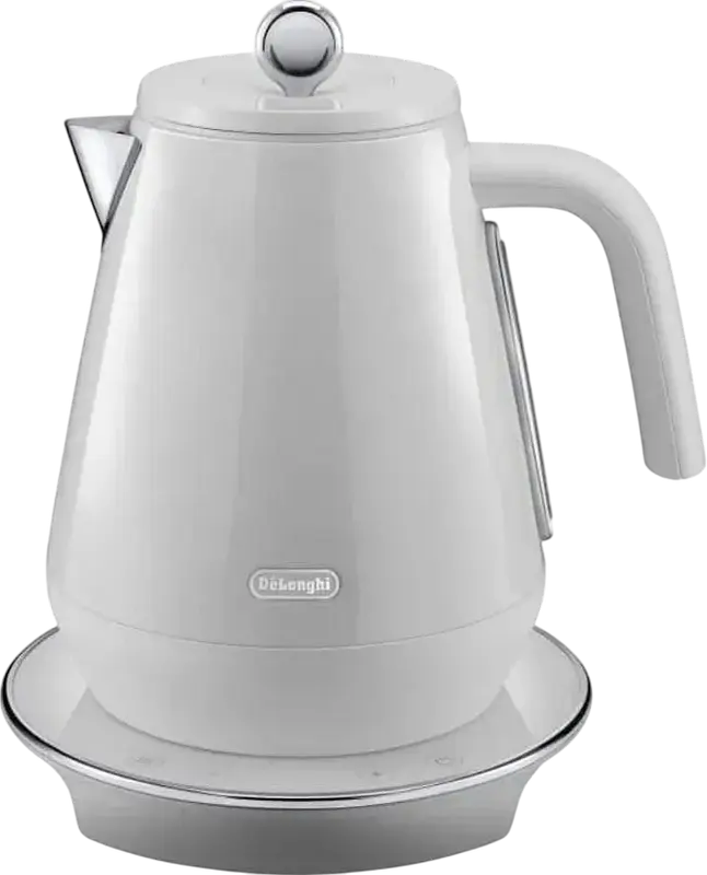DeLonghi KBY 2011 W Eclettica Electric Kettle, 1.7L, 2200W, Stainless Steel, White, Digital Temperature Control, Keep Warm, Dry Boil Protection
