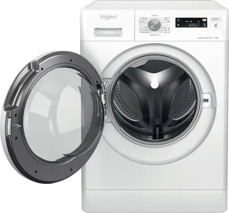 Whirlpool FFS 7469 W EE Front-Load Washing Machine, 7 kg Capacity, Inverter Motor, 6th Sense Technology, 1400 rpm Spin Speed, Energy Class A, White
