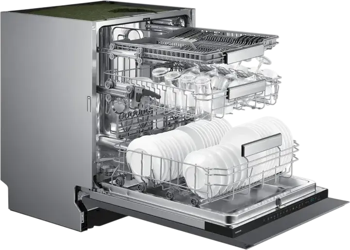 Samsung DW70H73WCI0U1 Built-in Dishwasher, 14 Place Settings, Energy Class C, AutoRelease, SmartThings WiFi, Floor Info Light, Silver, 60cm