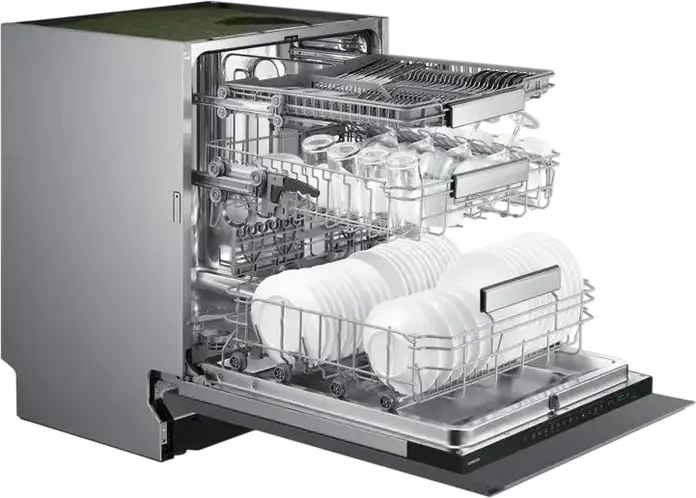 Samsung DW70H73WCI0U1 Built-in Dishwasher, 14 Place Settings, Energy Class C, AutoRelease, SmartThings WiFi, Floor Info Light, Silver, 60cm