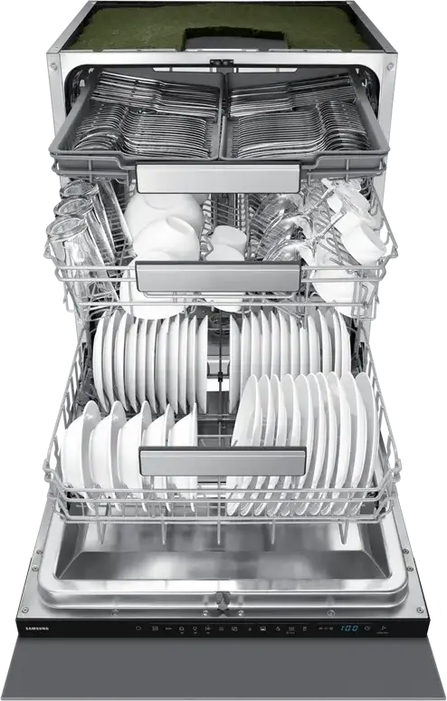 Samsung DW70H73WCI0U1 Built-in Dishwasher, 14 Place Settings, Energy Class C, AutoRelease, SmartThings WiFi, Floor Info Light, Silver, 60cm