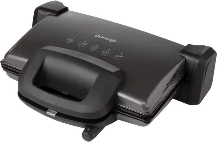 Gorenje KR1800SDP Electric Contact Grill, 1800W, Monolithic Aluminum Heating Element, 4 Temperature Modes, Metal Housing, 34 x 23 cm Cooking Surface, Black