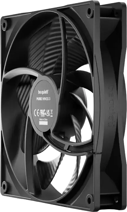 Ventilator be quiet! Pure Wings 3 140mm PWM High-speed, 1800 RPM, 72.2 CFM, Rulment Rifle, 4-pin PWM, Negru, BL109