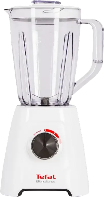 Блендер Tefal BlendForce 2 BL420131, 600 Вт, пластиковая чаша 1.25 л, 4 лезвия из нержавеющей стали, 2 скорости + импульсный режим, колка льда, белый