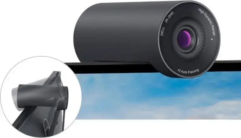 Веб-камера Dell UltraSharp WB7022 4K UHD, сенсор Sony STARVIS CMOS, AI автокадрирование, Windows Hello, HDR, USB-C, черный алюминий