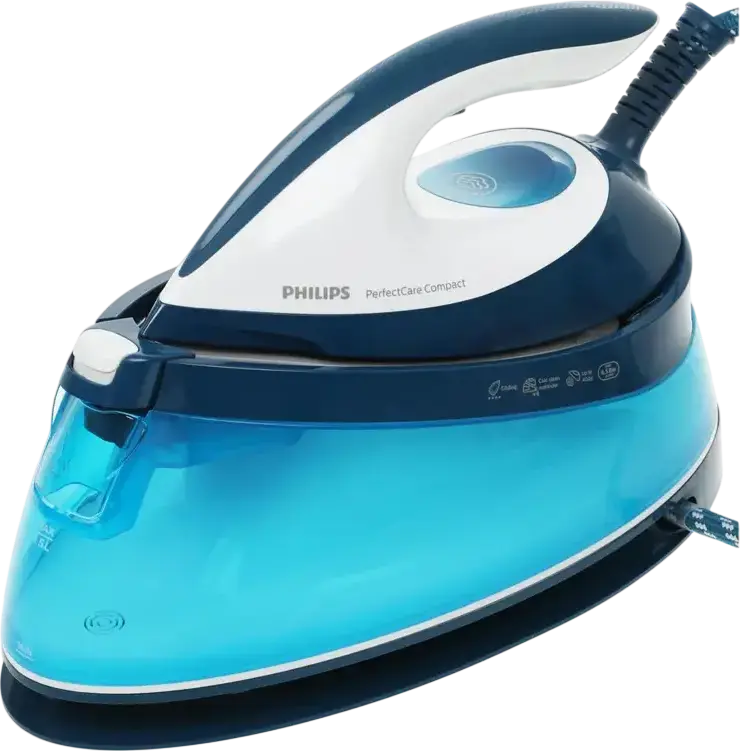 Philips PerfectCare Compact GC7840/20 Steam Generator Iron, 2400W, 6.5 Bar, 400g/min Steam Boost, OptimalTEMP Technology, 1500ml Tank, Blue