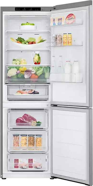 LG GBV3100EEP Freestanding Combi Refrigerator, 344L Total Net Volume, No Frost, Smart Inverter Compressor, DoorCooling+, LinearCooling, Silver