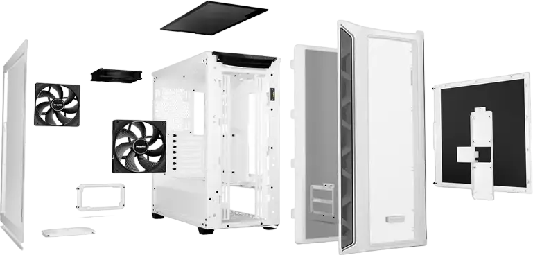 be quiet! Shadow Base 800 DX White Gaming Case BGW62, E-ATX Full-Tower, 3x 140mm PWM Fans, ARGB Lighting, Tempered Glass, 420mm Radiator Support