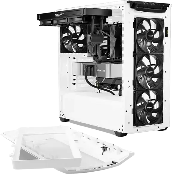 be quiet! Shadow Base 800 DX White Gaming Case BGW62, E-ATX Full-Tower, 3x 140mm PWM Fans, ARGB Lighting, Tempered Glass, 420mm Radiator Support