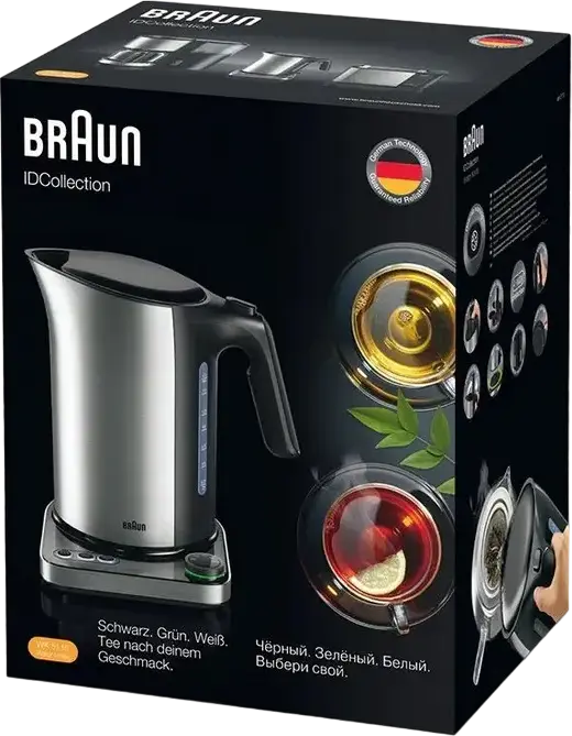 Braun WK 5115 Electric Kettle, 1.7L, 3000W, Stainless Steel & Plastic, 5 Temperature Settings, Double-walled, Rapid Boil, Keep Warm, Black/Grey