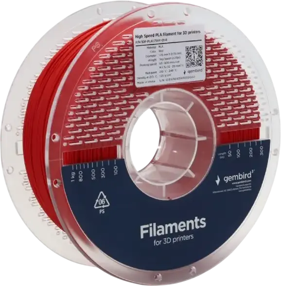 Filament pentru imprimantă 3D Gembird 3DP-PLA1.75HY-01-R, PLA, Roșu, 1.75 mm, 1kg